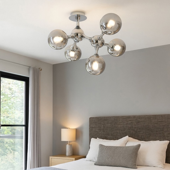 Nodi pl5 ideal lux plafoniera moderna 5 sfere cromo per salotto