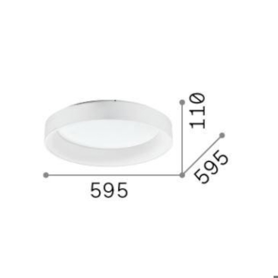 Ziggy pl d060 plafoniera per cucina tonda bianco 60cm 3000k ideal lux