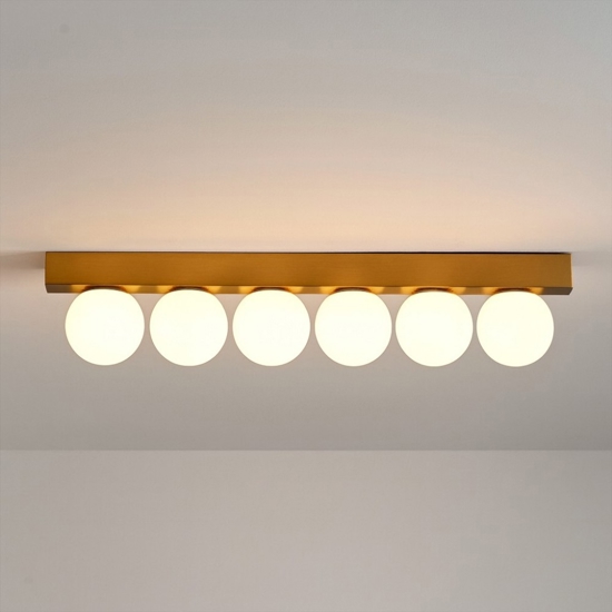 Plafoniera led 18w 3000k ping pong pl6 ottone sfere bianche ideal lux