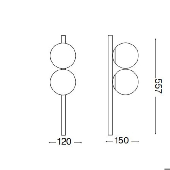 Ideal lux binomio pl2 plafoniera moderna bianca con sfere vetro