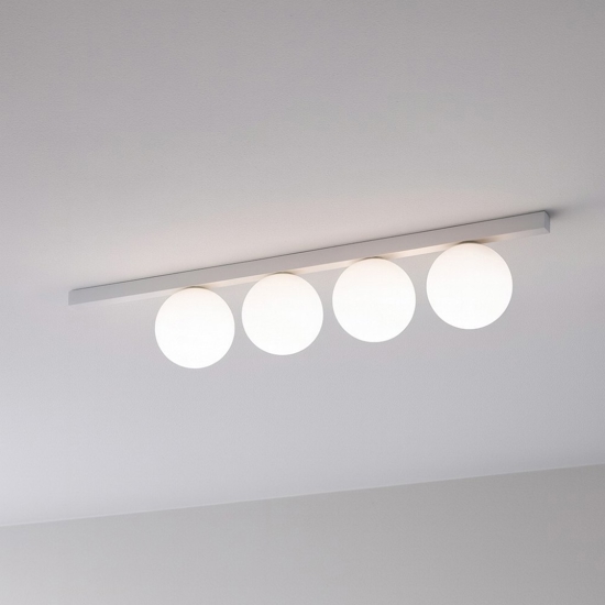 Ideal lux binomio pl4 plafoniera bianca sfere vetro moderna
