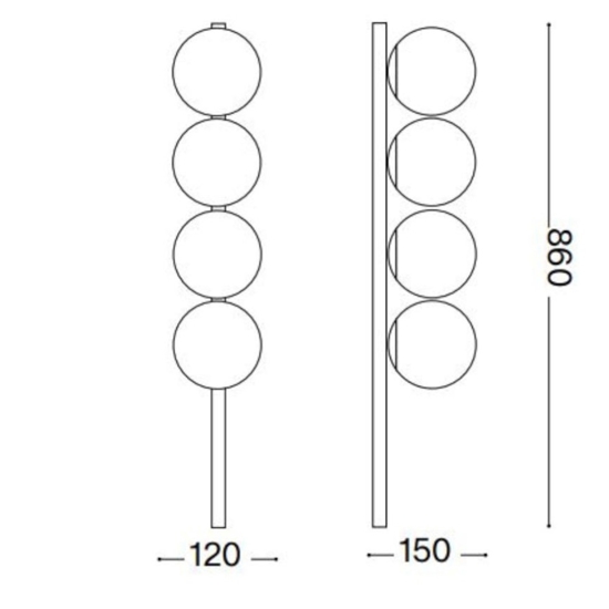 Ideal lux binomio pl4 plafoniera bianca sfere vetro moderna