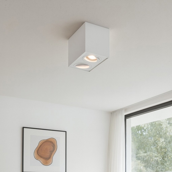 Plafoniera da cucina con 2 faretti led orientabili colore bianco