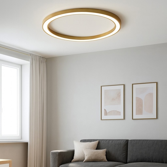 Plafoniera led rotonda oro 80cm 60w 3000k gea luce
