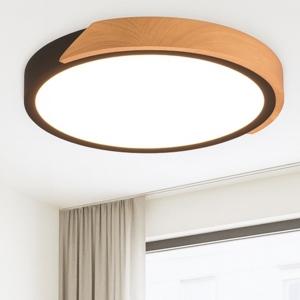 Plafoniera cucina nera legno rotonda led 20w 3000k dimmerabile