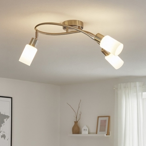 Lampada con 3 faretti led orientabili vetro bianco