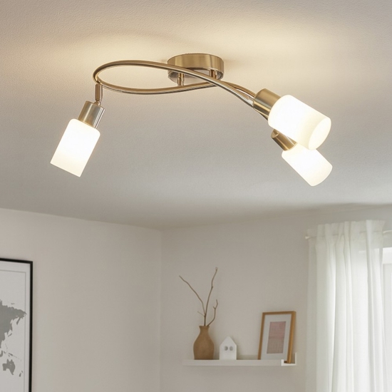 Lampada con 3 faretti led orientabili vetro bianco