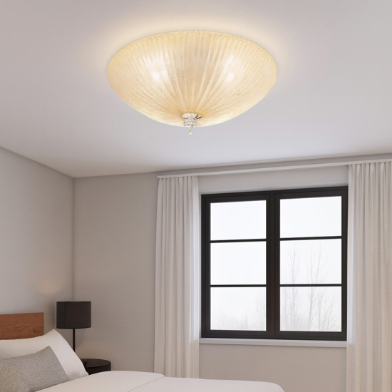 Shell pl6 ideal lux plafoniera 60cm rotonda vetro ambra da cucina