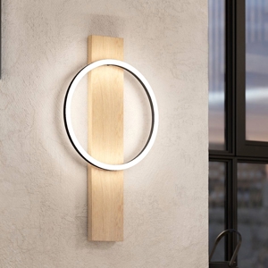 Boyal eglo applique da parete minimal in legno chiaro led 3000k
