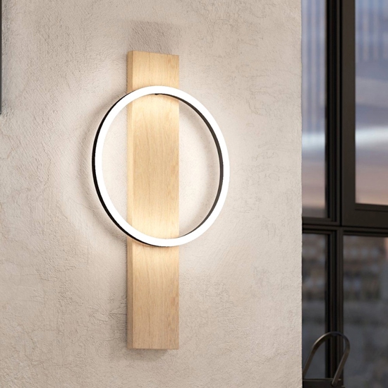 Boyal eglo applique da parete minimal in legno chiaro led 3000k