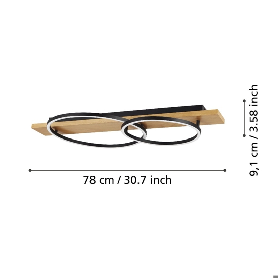 Boyal eglo plafoniera moderna in legno led 3000k