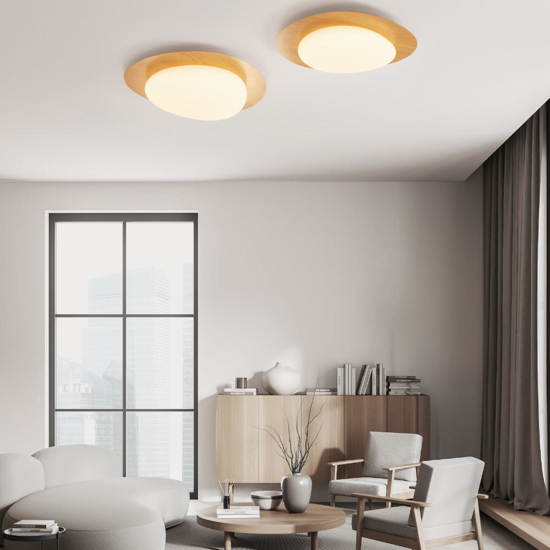 Plafoniera led 21w dimmerabile 3000k colore legno design moderna
