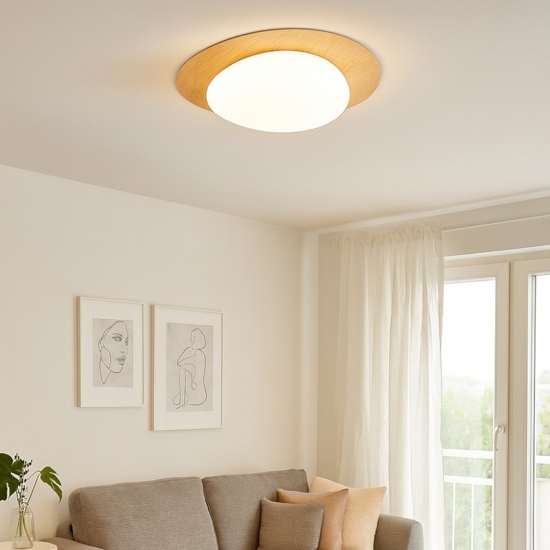 Plafoniera led 21w dimmerabile 3000k colore legno design moderna
