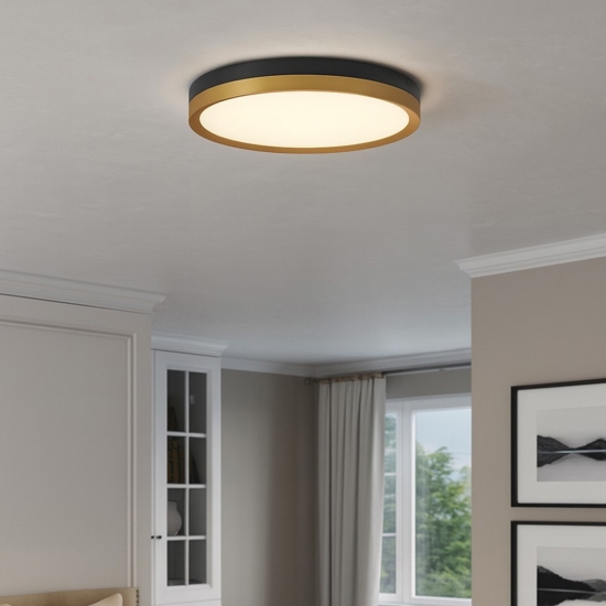 Plafoniera nero oro rotonda 40cm led 31w 3000k