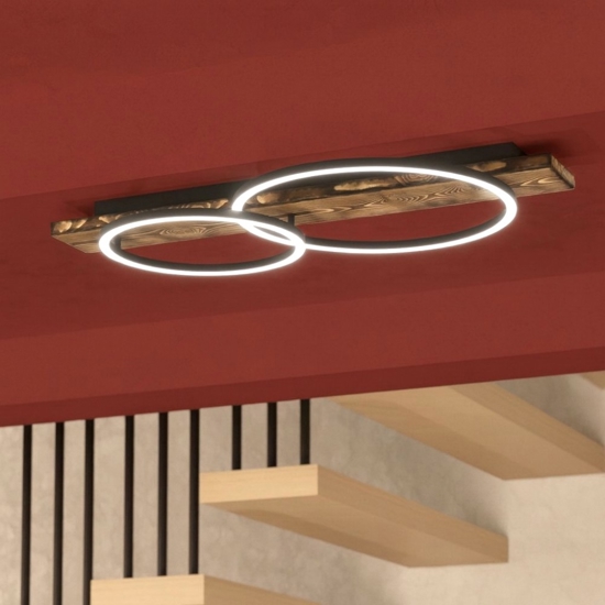 Boyal eglo plafoniera moderna nera e marrone led 3000k