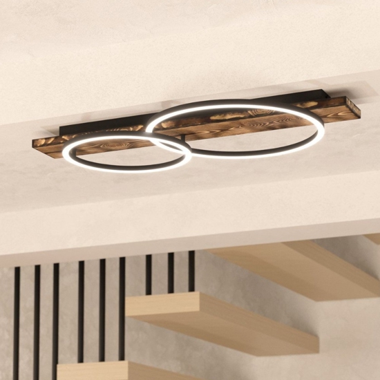 Boyal eglo plafoniera moderna nera e marrone led 3000k