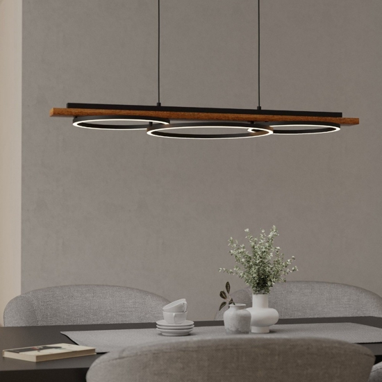Boyal eglo lampadario per cucina in legno effetto anticato led 3000k