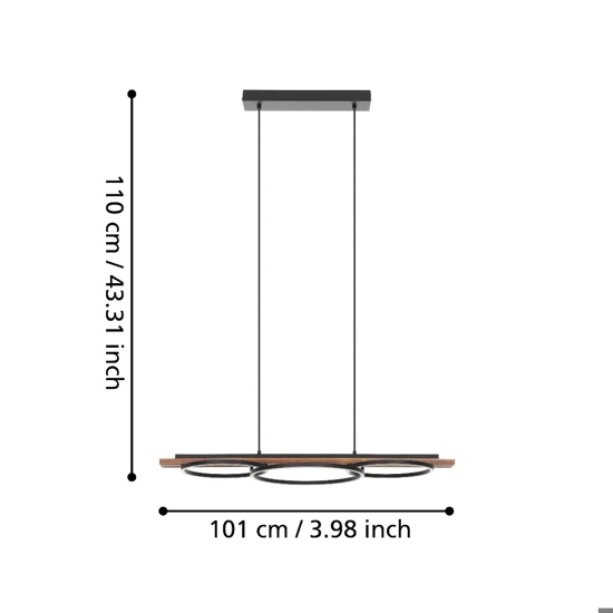 Boyal eglo lampadario per cucina in legno effetto anticato led 3000k