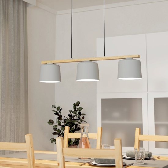 Mariel eglo lampadario da cucina moderna colore grigio 3 luci