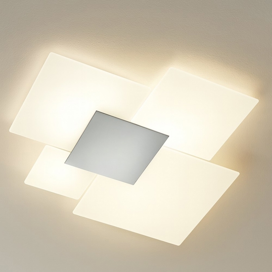 Shadow toplight plafoniera 70cm moderna da cucina vetro bianco cromo