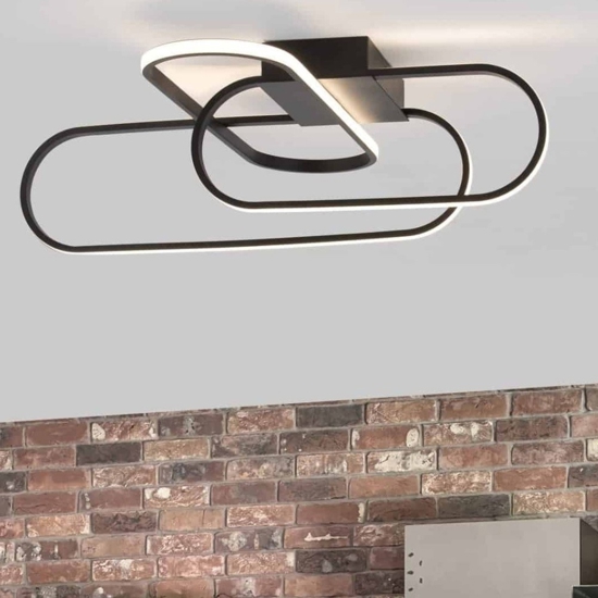 Plafoniera led 3000k 38w nera design moderna per cucina