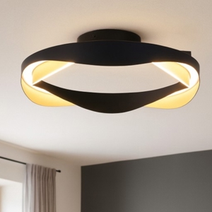 Plafoniera nero oro design moderna per soggiorno