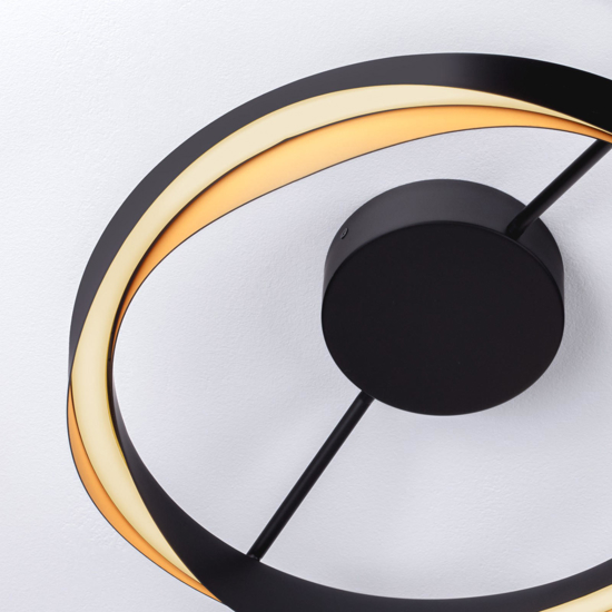 Plafoniera nero oro design moderna per soggiorno