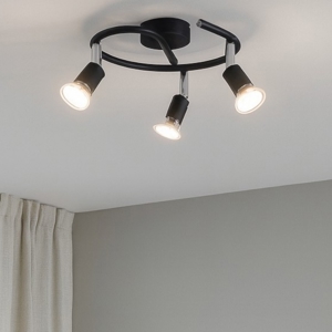 Faretti led da soffitto 3 luci cilindri orientabili nero