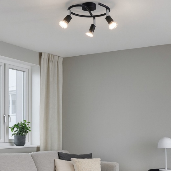 Faretti led da soffitto 3 luci cilindri orientabili nero