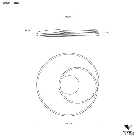 Vivida circuit plafoniera led 3000k 4000k dimmerabile design moderno bianca