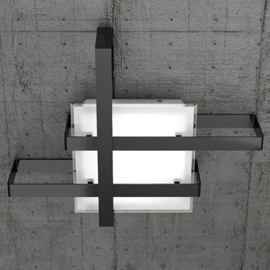 Plafoniera design moderna small nero top light cross retangolare