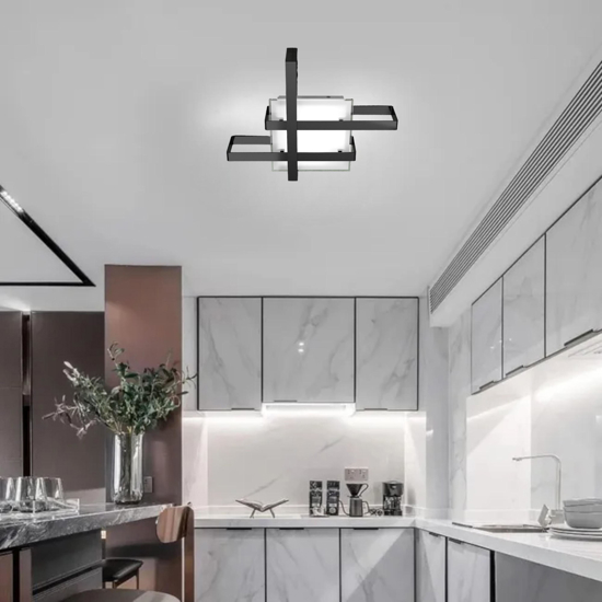 Plafoniera design moderna small nero top light cross retangolare