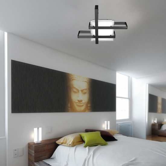 Plafoniera design moderna small nero top light cross retangolare