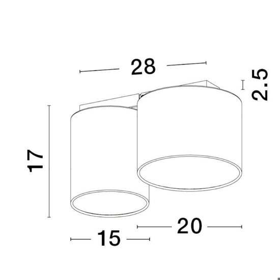 Top light wally plafoniera moderna bianco e nero rettangolare