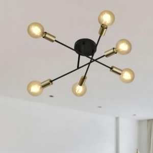 Plafoniera nero oro 6 luci orientabile per cucina