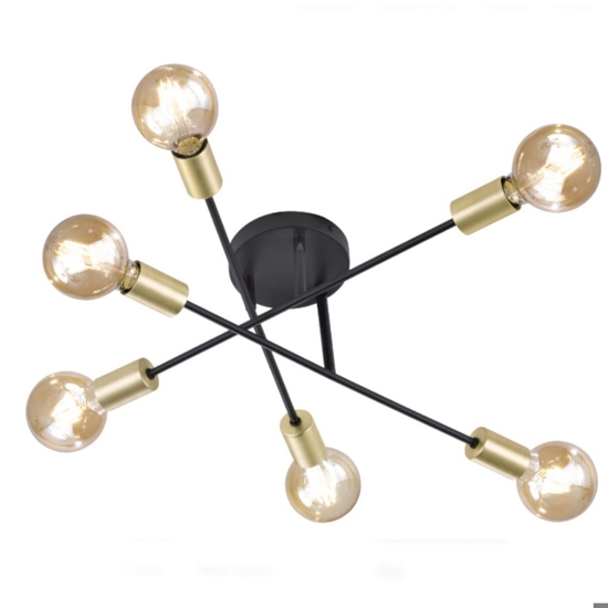 Plafoniera nero oro 6 luci orientabile per cucina