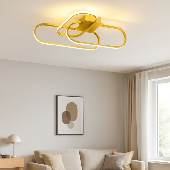 Plafoniera oro design per soggiorno moderno led 3000k dimmerabile