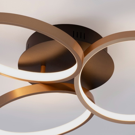 Plafoniera cerchi design moderna nero oro dimmerabile 28w 3000k