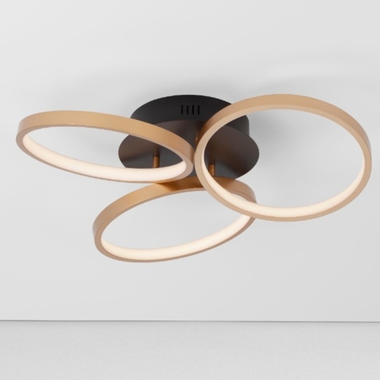 Plafoniera cerchi design moderna nero oro dimmerabile 28w 3000k