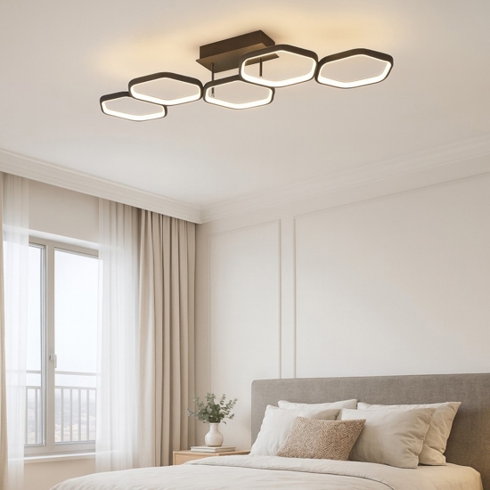 Plafoniera led 24w 3000k esagoni antracite design moderna
