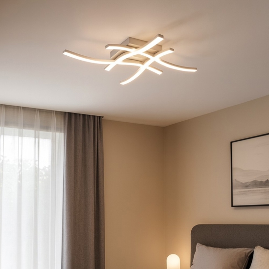 Plafoniera acciaio led 20w 4000k design moderna per soggiorno