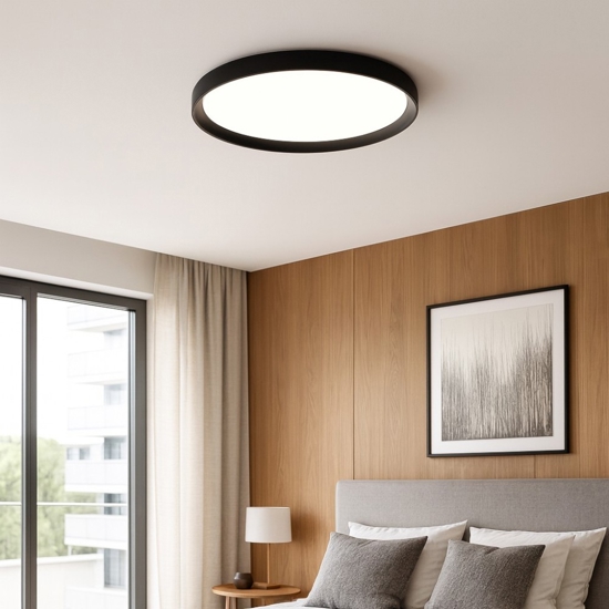Plafoniera rotonda nera da cucina led 36w 3000k 4000k vivida atena