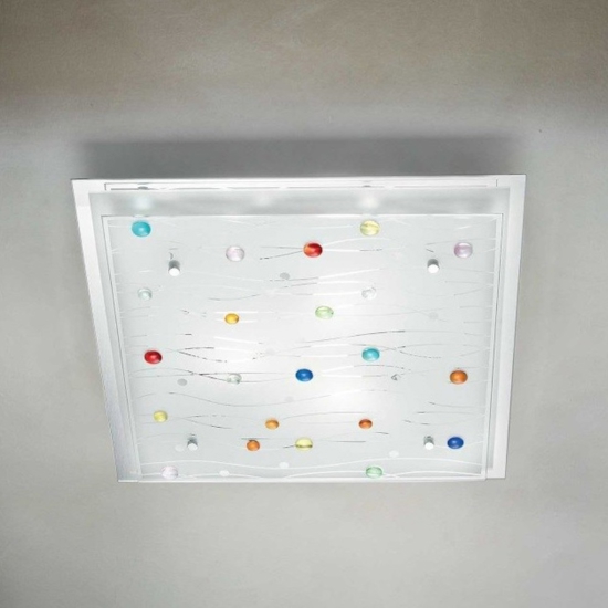 Ideal lux ocean pl2 plafoniera moderna quadrata in vetro