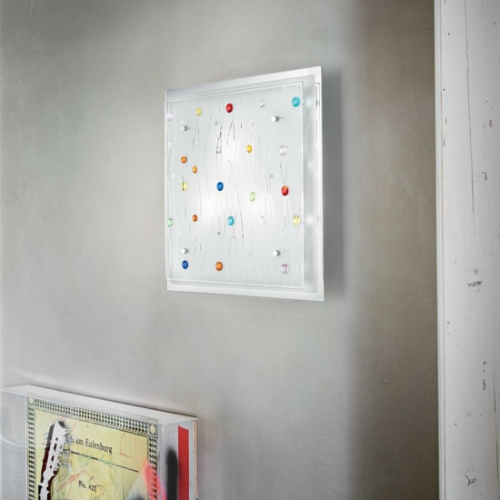 Ideal lux ocean pl2 plafoniera moderna quadrata in vetro