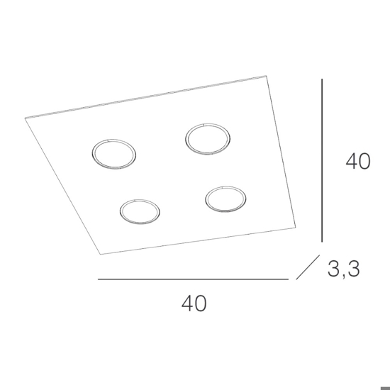 Plafoniera quadrata grigio moderna per cucina top light