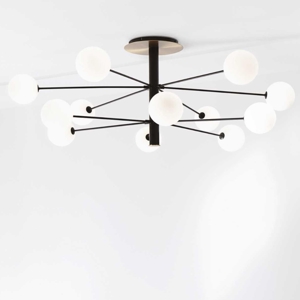 Cosmopolitan ideal lux plafoniera camera da letto nero 10 sfere vetro bianco