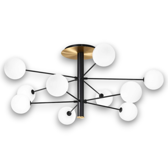 Cosmopolitan ideal lux plafoniera camera da letto nero 10 sfere vetro bianco