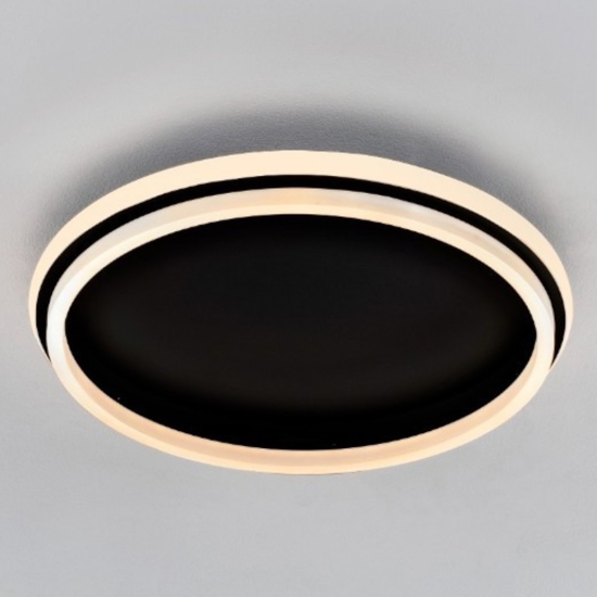 Plafoniera led moderna nera 40w 3000k rotonda per soggiorno