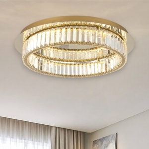 Plafoniera oro rotonda di cristallo per salotto led 40w 3500k