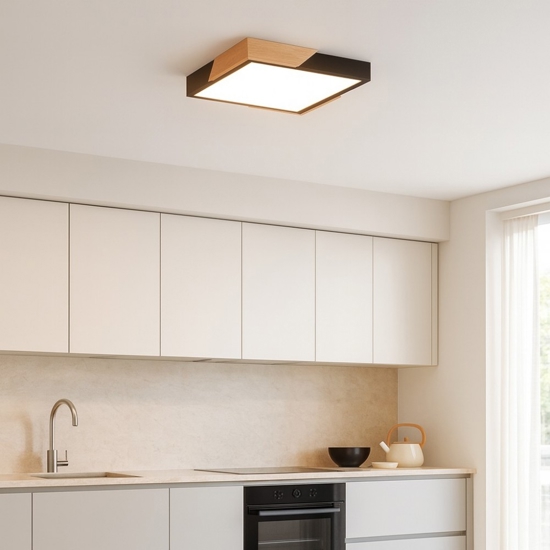 Plafoniera per cucina moderna nero legno led 20w 3000k dimmerabile